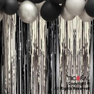 CORTINA METALIZADA BICOLOR PLATA Y NEGRO 2MT X 1MT